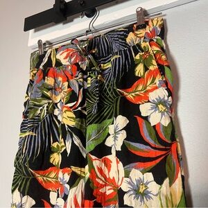 C&C California Tropical Print Wide Leg Pants Womens Size Small Linen Blend